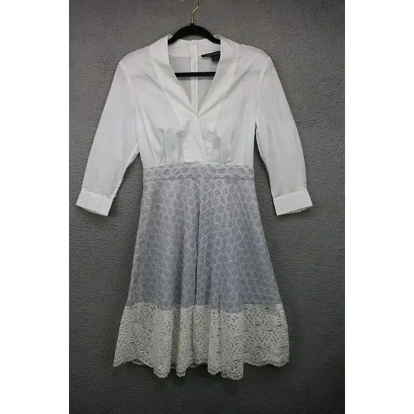 French Connection Oni Lace Mix Flared Dress-Size 2 - Picture 1 of 15